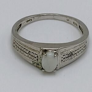 Karis STS White Opal and Diamond Chip Accent Ring Size 13